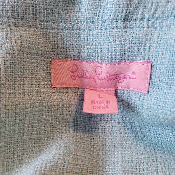 Lilly Pulitzer teal Blazer/jacket frayed raw edging detailing  A73 - Picture 3 of 10